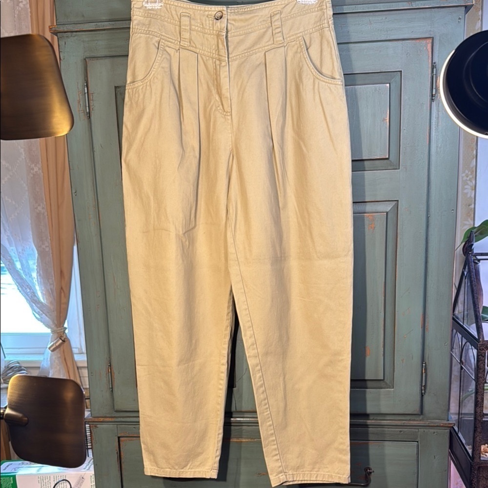 Like New Topshop Barrel Leg Khaki Chino Cropped Trousers